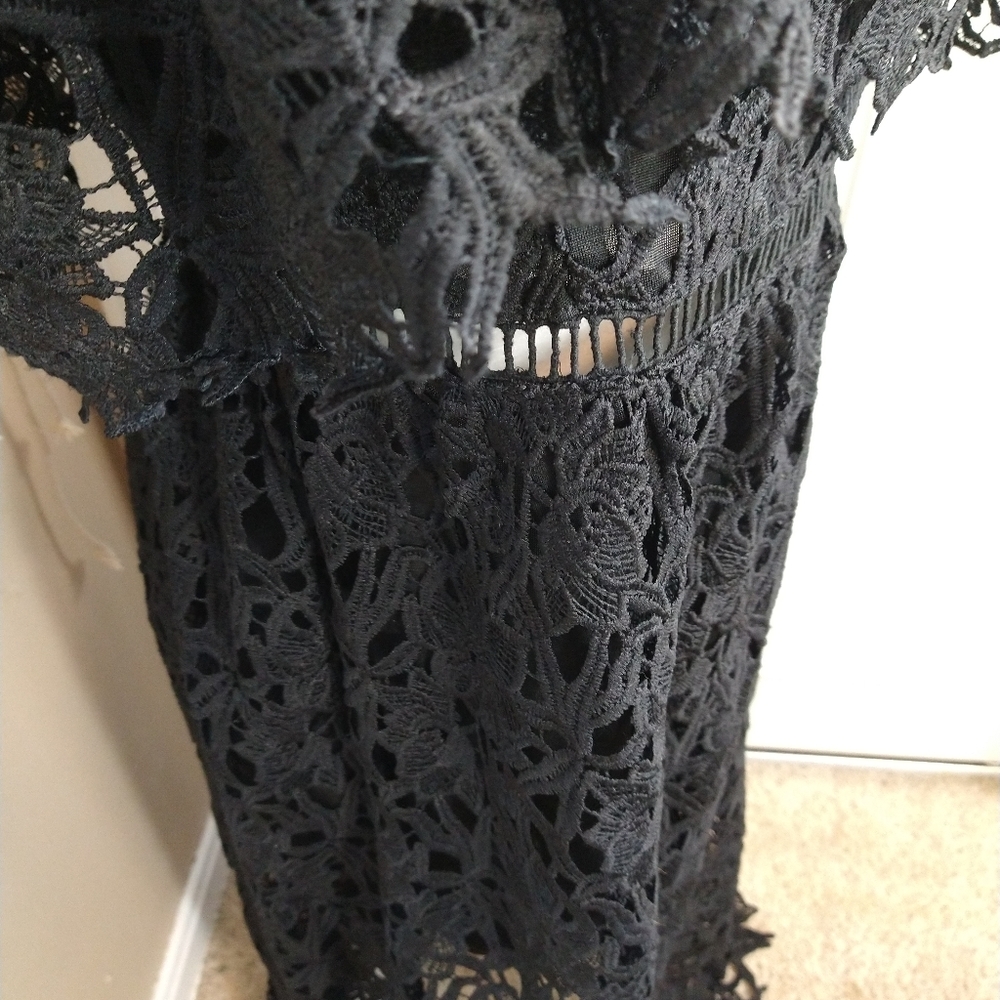 New UMGEE black spaghetti strap crochet lace dress - Picture 8 of 10